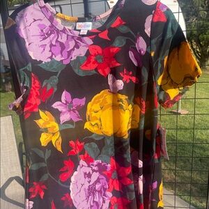 LuLaRoe Floral Midi Dress - Black, Red, Purple, Yellow
